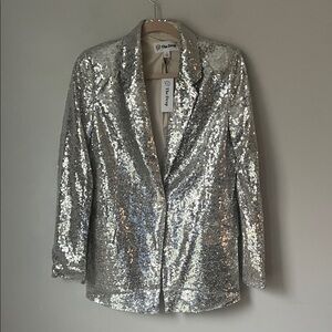 The Drop Women's Silver Sequin Blazer
